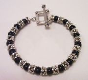 Black Onyx Gemstone Bracelet w/ Sterling Silver