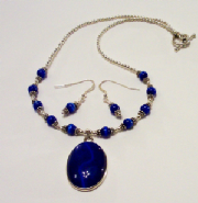 Blue Cat's & Snake's Eye Necklace Set w/ Sterling