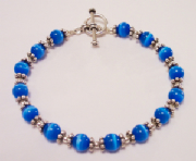 Aqua Blue Cat's Eye  Bracelet w/ Sterling Siver