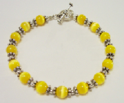 Dark Yellow Cat's Eye Bracelet w/ Sterling Silver