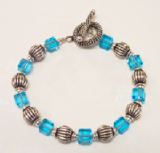 Aquamarine Blue Crystal Bracelet w/ Sterling