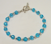 Aquamarine Blue Crystal Bracelet w/ Sterling 
