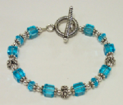 Aquamarine Blue Crystal Bracelet w/ Sterling 