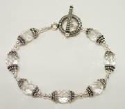 Clear Crystal Fire Polished Bracelet w/ Sterling 