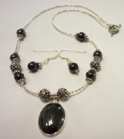 Hematite Gemstone Necklace Set w/ Sterling Silver