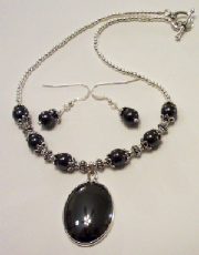 Hematite Gemstone Necklace Set w/ Sterling