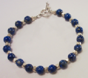 Denim Lapis Lazuli Gem Bracelet w/ Sterling Silver
