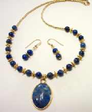 Denim Lapis Lazuli Necklace Set w/ Vermeil & GF