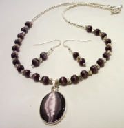 Purple Cat's Eye Necklace Set w/ Sterling