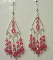 Rose Swarovski Crystals Chandelier Earrings
